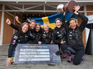 Swedish skipper Anna Östling won the WIM Series event on her home waters in Lysekil a month ago. The coming week she will race in Sheboygan, with her crew of twin sisters Annie and Linnea Wennergren. Photo: Dan Ljungsvik/Lysekil Women's Match.